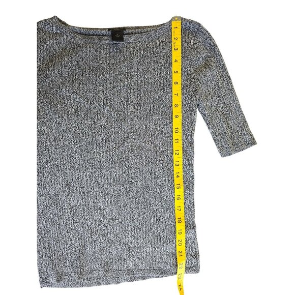 Ann Taylor Factory Womens Knit Top Grey & Black Size M Lightweight Stretch - Picture 4 of 5